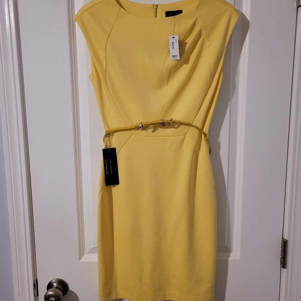 NWT The Limited Yellow Belted Dress